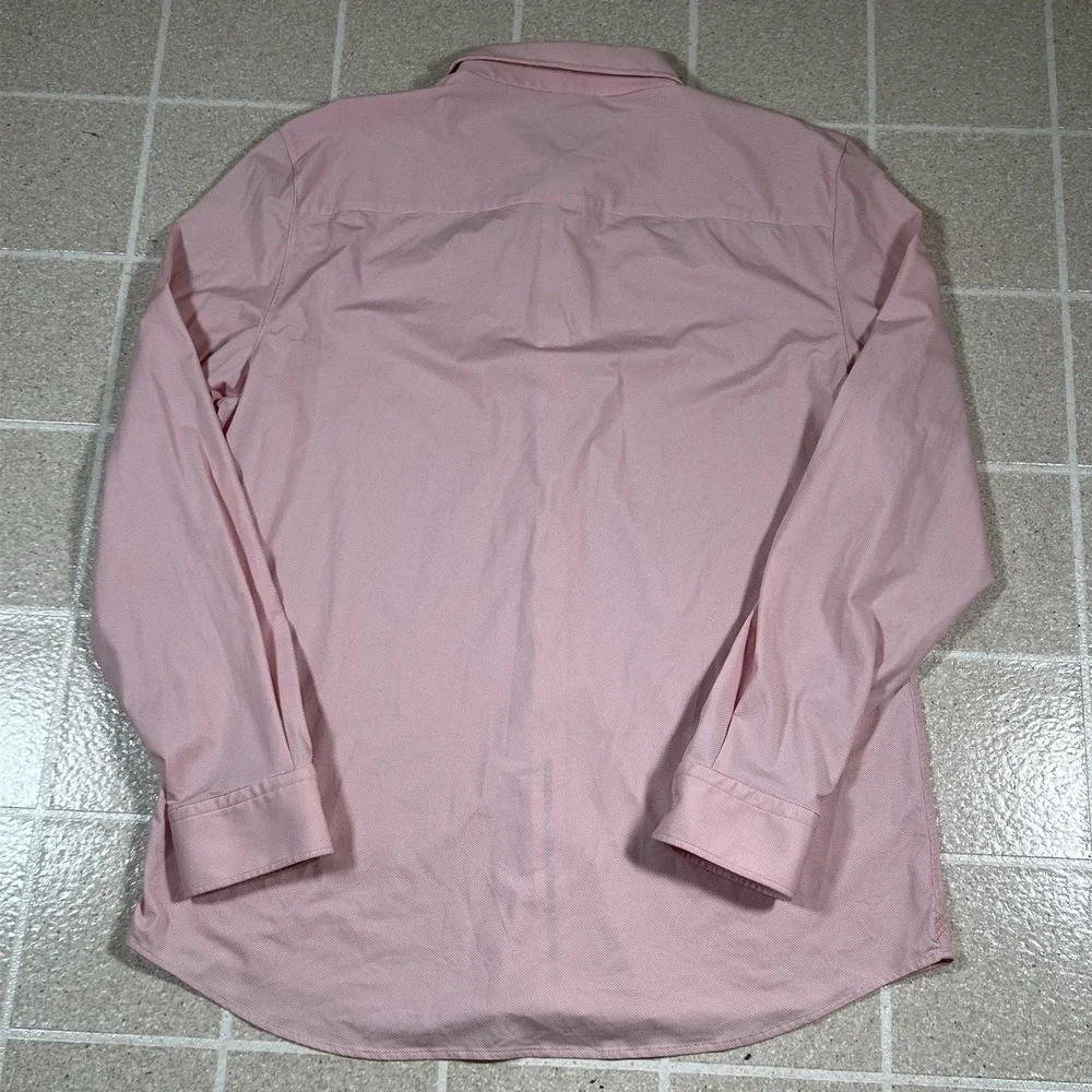 Rhone Commuter Dress Shirt Sz XL Pink Micro Check Performance Stretch Button Up